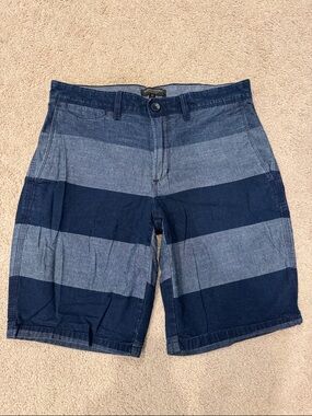 Banana Republic Navy and Light Blue Striped Flat Front Shorts